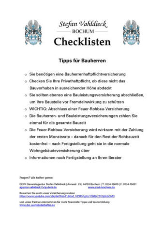 Tipps für Bauherren