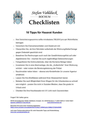 Tipps zur Hausratversicherung